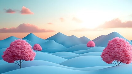 Minimalist Isometric Geometric Landscape
