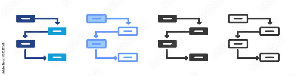 Poster Process icon set multiple style collection