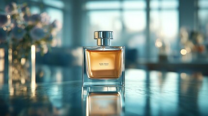 Golden Perfume in Glass Bottle