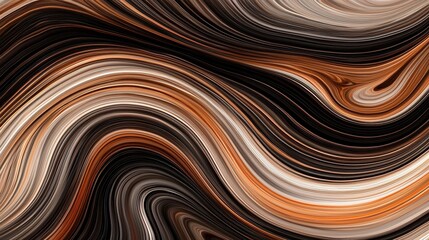 Abstract Flowing Waves in Earthy Tones of Brown and Cream Colors
