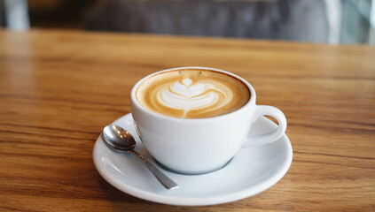 Obraz premium capucino coffee on top of wooden table