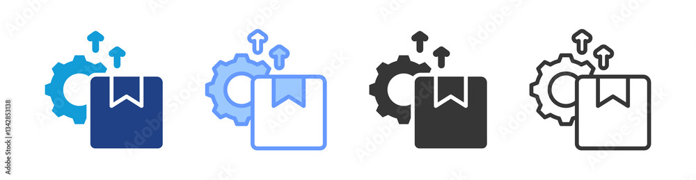 Poster product development icon set multiple style collection