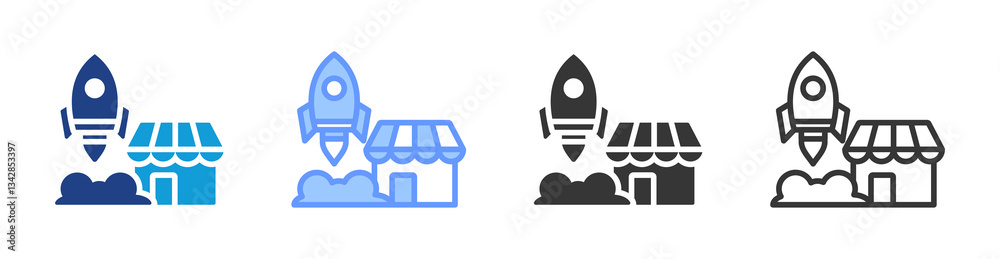 Poster Startup icon set multiple style collection