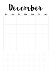 minimalist december a4 printable month planner with clean grid layout, habit tracker, and goal-setting space for productive time management and customizable scheduling