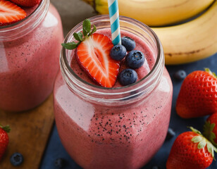 strawberry smoothie in glass