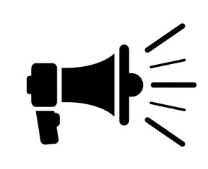 Megaphone with three lines symbolizing sound or voice coming out. people expressing dissatisfaction or opinions at a protest or rally, communication in social movements.