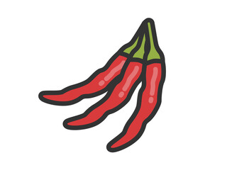 唐辛子のアイコン（線画カラー）のイラスト