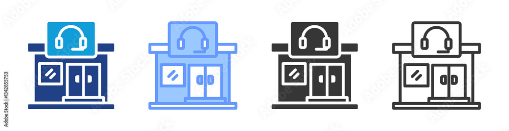 Poster assistance center icon set multiple style collection