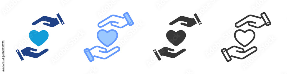 Poster Lend Hand icon set multiple style collection