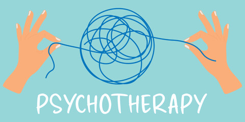  Hands Untangling a Knotted Thread Representing Psychotherapy and Mental Clarity