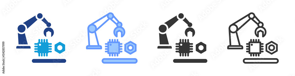 Poster component manufacturing icon set multiple style collection