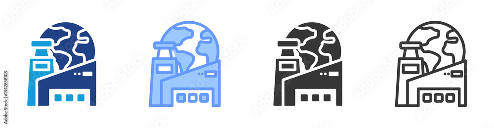 Poster Industrialization icon set multiple style collection