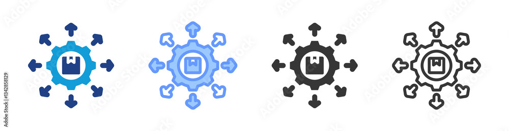 Poster supply chain icon set multiple style collection