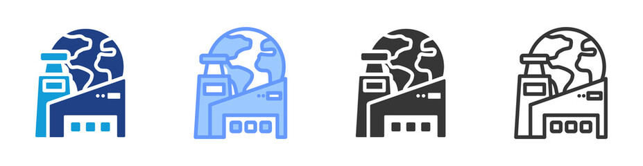Industrialization icon set multiple style collection