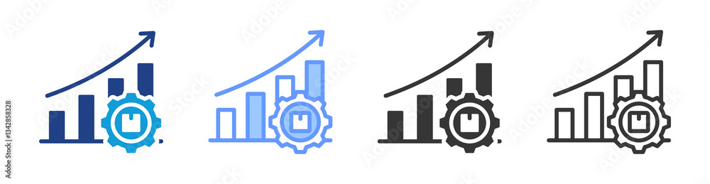 Poster productivity icon set multiple style collection
