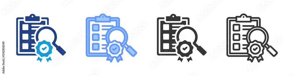 Poster Quality Control icon set multiple style collection