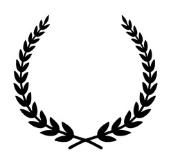 Laurel Wreath with Two Symmetrical Branches Curving Upward, Connecting at the Bottom, Forming a Half-Circle, Representing Victory and Success

