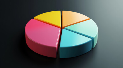 Fototapeta premium Colorful pie chart segments create vibrant visual representation of data