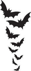 silhouette of flock of flying bat vector art illustration