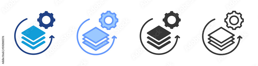 Aufkleber Batch Processing icon set multiple style collection
