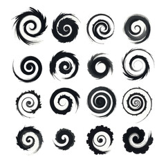 Black Grunge Brushstroke Swirls Pattern