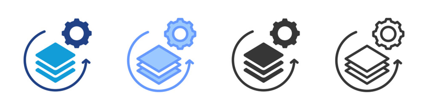 Batch Processing icon set multiple style collection