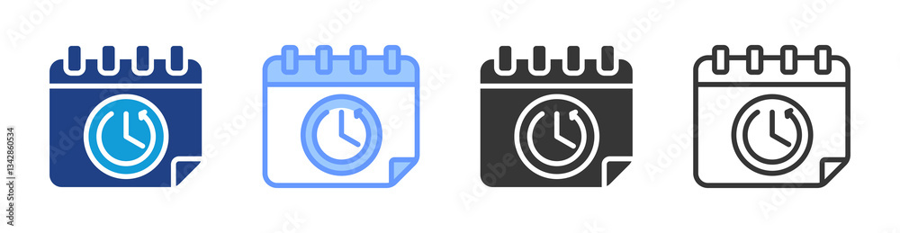 Poster Reschedule icon set multiple style collection