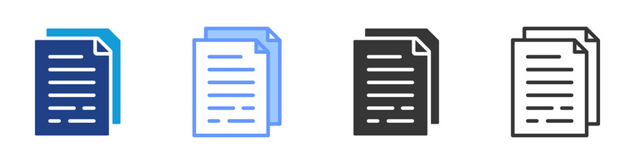 Document icon set multiple style collection