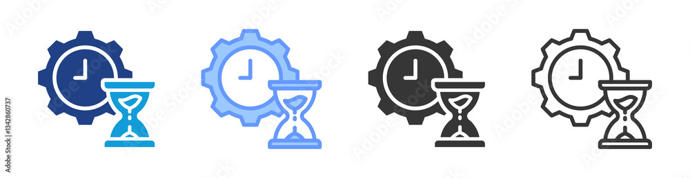 Poster Delay Time Management icon set multiple style collection