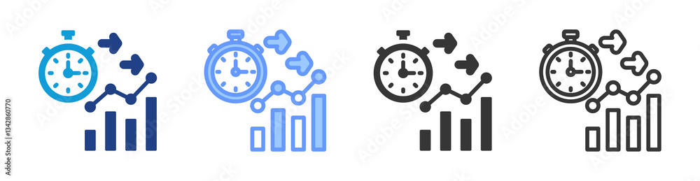 Poster productivity icon set multiple style collection