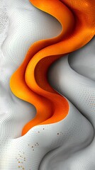 Abstract Orange Wave Flowing Through Textured Gray Landscape Background