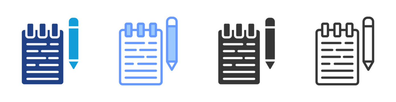 Notes icon set multiple style collection