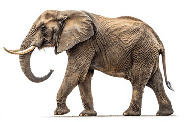 Obraz premium African Elephant Side View Full Body Isolated on White Background