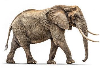 Obraz premium African Elephant Side View Full Body Isolated on White Background