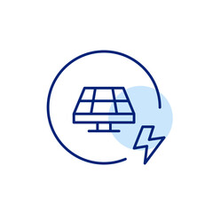 Fototapeta premium Solar panel and lightning bolt. Sustainable energy sources, alternative power generation. Pixel perfect, editable stroke icon