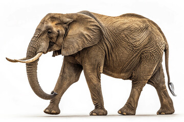 Obraz premium African Elephant Side View Full Body Isolated on White Background