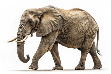 Fototapeta premium African Elephant Side View Full Body Isolated on White Background