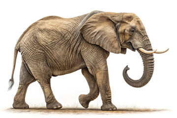 Obraz premium African Elephant Side View Full Body Isolated on White Background