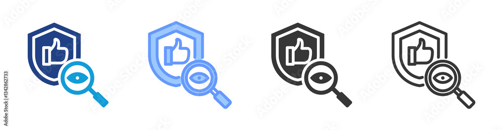 Fototapete reliability monitoring icon set multiple style collection