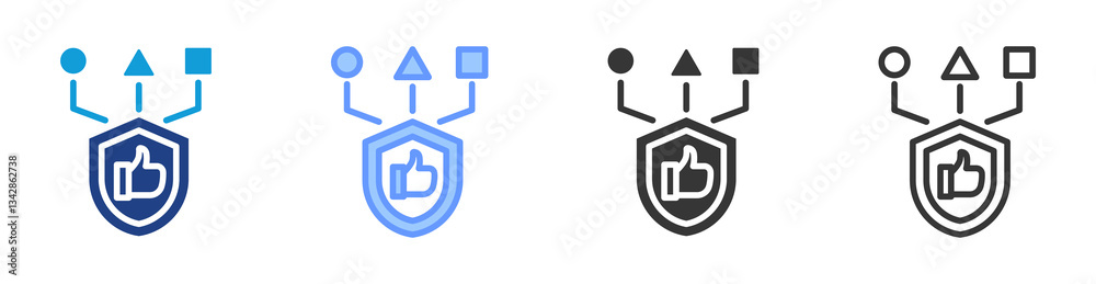 Poster Reliability Modelling icon set multiple style collection