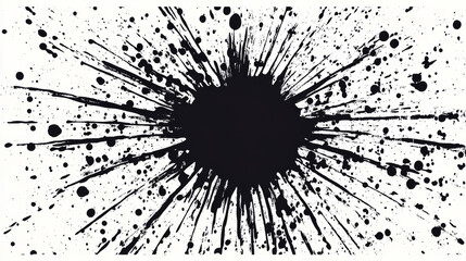 Black ink splatter creates abstract background with dynamic energy