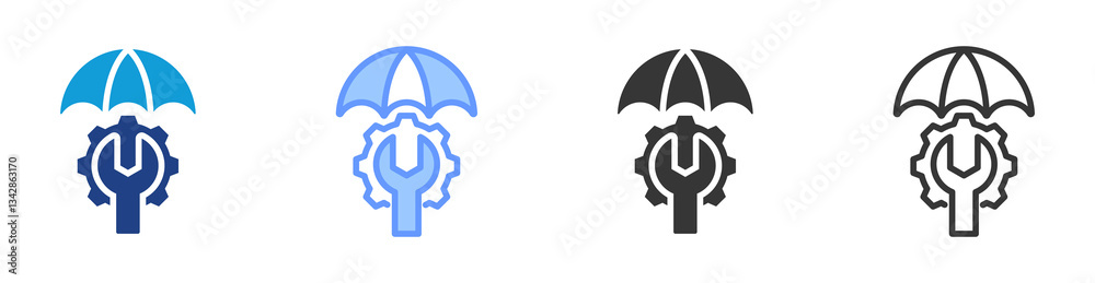 Poster Maintainability icon set multiple style collection