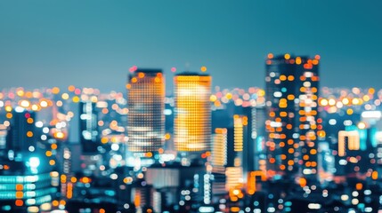 Blurred Cityscape with Bright Lights and Urban Background at Night