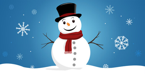 A festive Christmas lower third featuring a cheerful snowman seen from the back. The snowman wears a cozy scarf and a stylish hat, surrounded by a soft winter ambiance with falling snowflakes. This mi