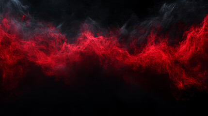 Ethereal red and black smoke swirling in chaotic pattern creates dramatic backdrop