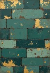Distressed Teal Brick with Gold Flecks Texture