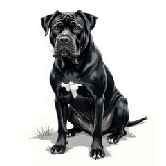 Obraz premium Elegant Black Cane Corso Sits Posing for Portrait