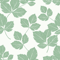 Elegant Green Leaf Cluster Seamless Pattern