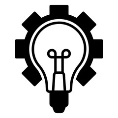 Icon of innovation and creativity with light bulb and gears © yoyonpujiono