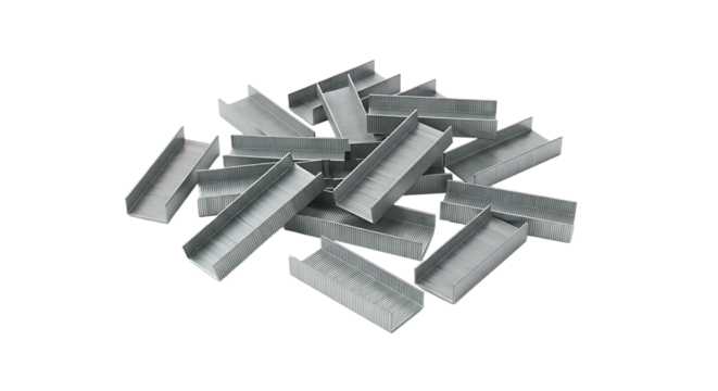 Set staples isolated on white, clipping path, top view